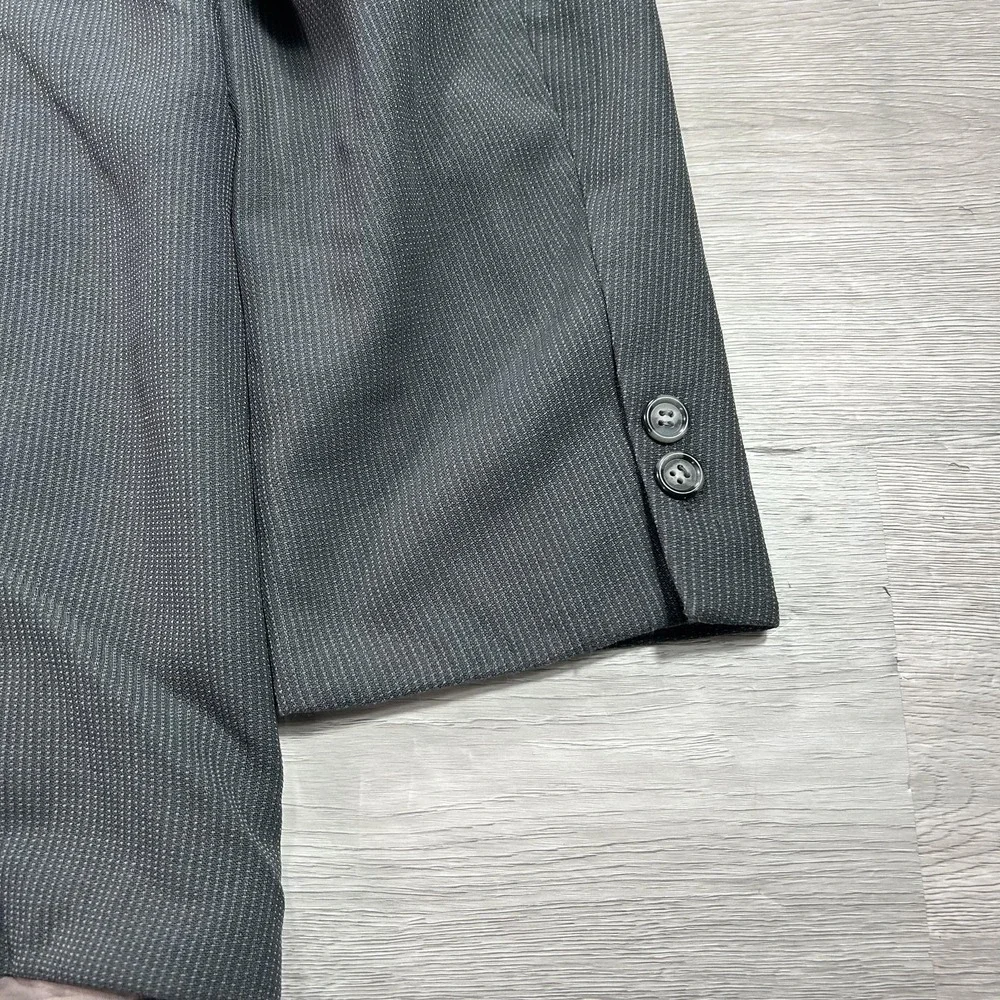 Hugo Boss‎ Blazer Mens 46L Gray Micro Check 3 Button Made USA Sport Coat Jacket